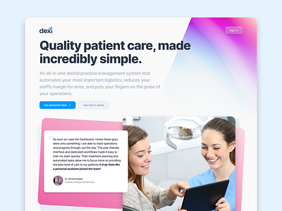 Dexi Landing Page branding dental design healthcare landing logo marketing medical ui ux webapp website