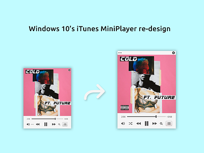 #9 Music Player #DailyUI #iTunes #windows10 app apple challenge dailyui design itunes miniplayer musicplayer ui ux windows windows10