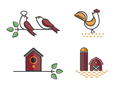Birds and Farm Icons birds chicken farm