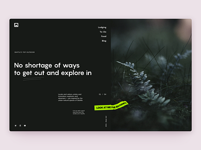 Seattle's Outdoors black clean grids layouts minimal modern outdoors pink typography vivid