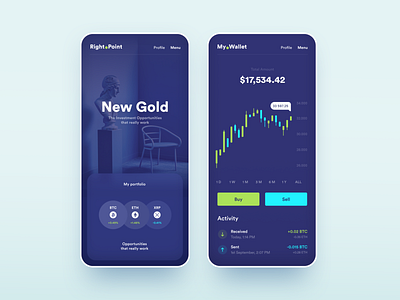 new gold blockchain blue clean crisp crypto cryptocurrency defi finance fintech minimal mobile mobile app voit wallet xandovoit