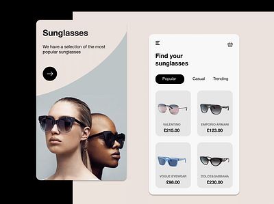 Website for Sunglasses - Mobile UI Concept