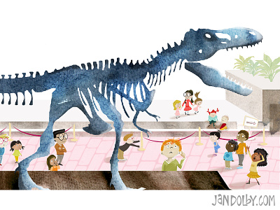 A day at the museum children childrens illustration digitalart dinosaur editorial graphic design illustration illustration for kids museum photoshop skeleton watercolor