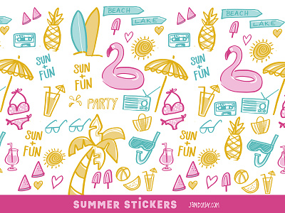 Summer Fun Icons branding childrens illustration design digitalart editorial graphic design icons illustration logo logos photoshop stickers