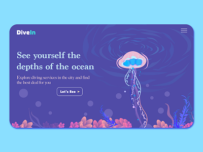 Landing Page design diving illustration ui underwater