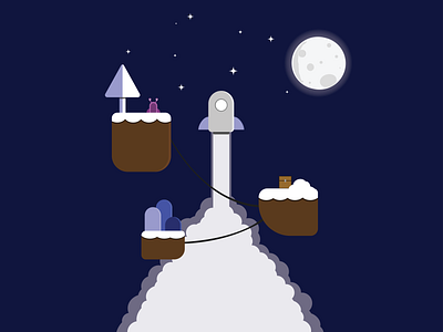 Sky World adobe illustrator color graphicdesign illustration ilustrasi moon rocket sky snow star wonderful
