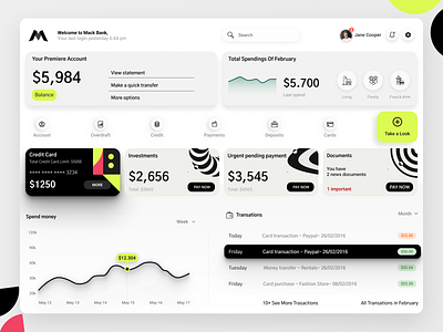 Mack Bank - Finance Dashboard analytics app bank card clean credit dashboard data debit finance financial fintech graph money payment statistics stats ui uiux ux