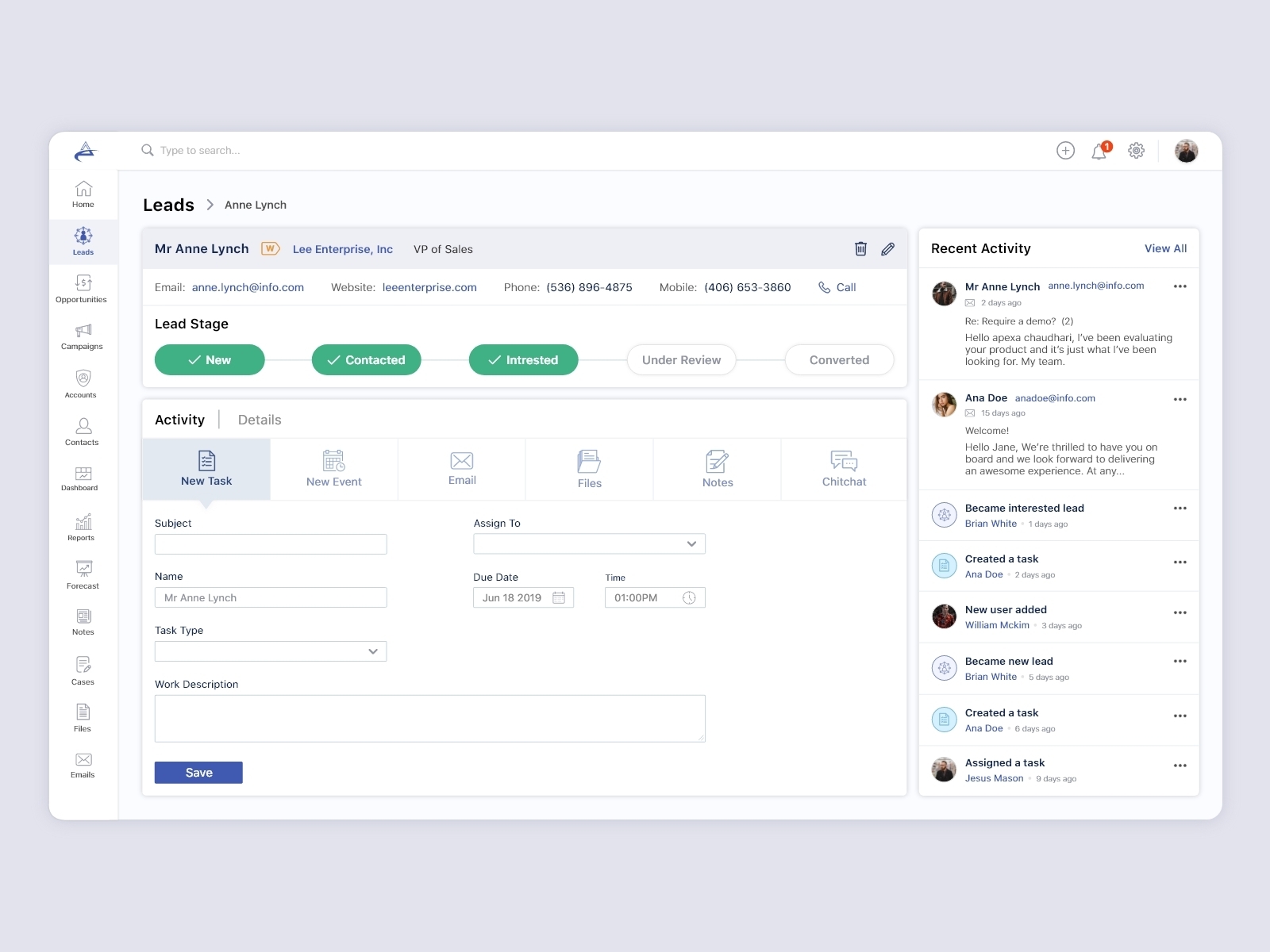 Sales CRM Web Application UI/UX design by Ashley Technologies on Dribbble