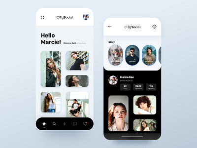 CitySocial Social interaction with the story adobe adobe xd app city clean mobile app design mobile design social social app story ui uiux user experience user experience design user interface user interface design user profile userinterface ux