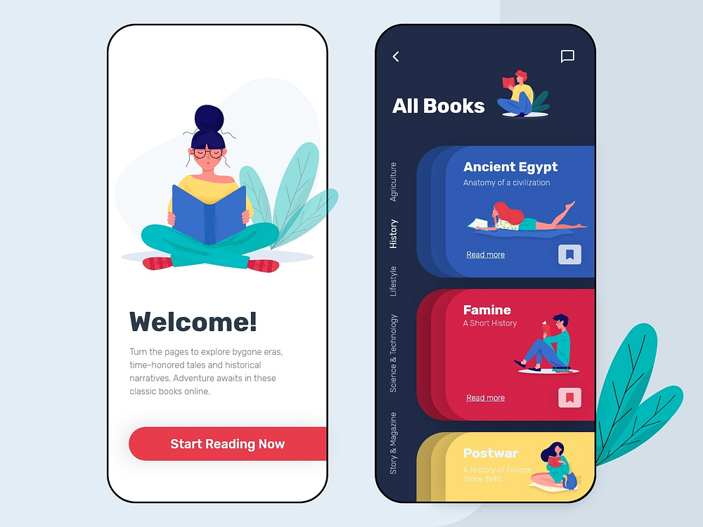 Online book Reading mobile app by Ashley Technologies on Dribbble