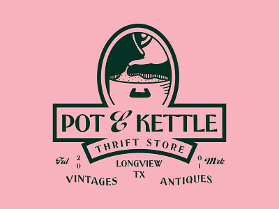 Pot & Kettle Thrift Store branding design fashion graphic design illustration illustrator logo texture typography vector