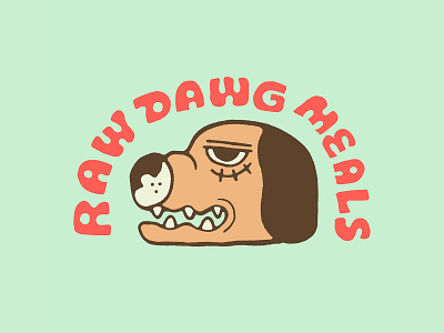 Raw Dawg Meals Dawg carnivore foodbranding foodie graphic design grilling grillmaster healthfoodbranding healthfoods illustration mascot meateater rawdawg typography
