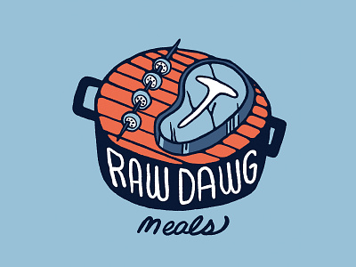 Raw Dawg Meals Grill branding foodie graphic design grill grilled food grilling health food health food branding illustration meat eater skewers steak
