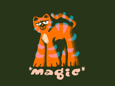 Magic Cat branding cat coffee design handlettering illustration kitten small business stippling texture typography