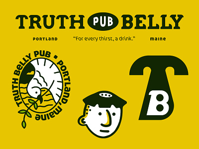 Truth Belly Pub Extras badge bar logo branding design graphic design illustration irish logo logo mascot monogram pub logo typography vector