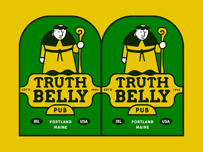 Truth Belly Tablets badge bar logo beer label branding design graphic design illustration label logo mascot monk logo monk mascot pub logo typography vector
