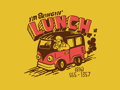 Lunch Van branding car delivery design food logo food mascot graphic design handletting illustration logo mascot merch restaurant t shirt design typography vector vehicle