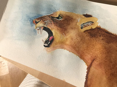 Lioness animals art direction drawing illustration lioness watercolor watercolour wild animal