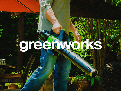 Greenworks brand identity branding concept design ecofriendly electric logo minimal minimalist modern outdoor power tools