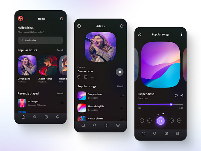 Music app design app clean concept dark ui gradient ios iphone mobile app modern music photo player podcast product design ui design uiux ux vector web mobile