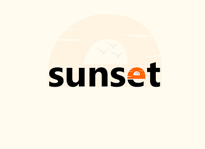 Sunset branding design flat illustration logo minimal typography vector