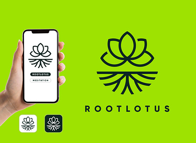 ROOTLOTUS Flower Logo brand identity branding creative design flat flower icon illustration line art logo logo design lotus minimal minimalist modern root vector