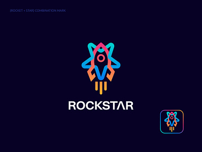 Rockstar logomark app logo branding colorful cool logo creative design flat gradient icon illustration logo minimal minimalist modern premium rocket star ui vector