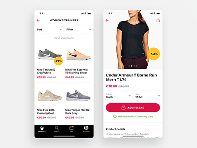 Fashion E-commerce App app badge button clothes eccomerce eshop ios iphone shoes shopping tabbar ui