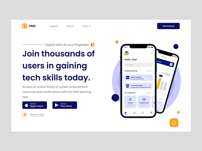 HNG learning app landing page app design figma graphic design landing page lfi product design ui