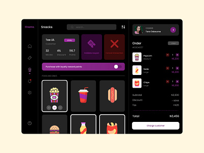 Cinema POS (Dark Theme) cinema dashboard design figma logo pos product design ui ux