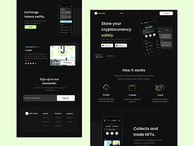 Crypto Exchange App Landing Page app design figma landing page logo mockups nft product design ui ux