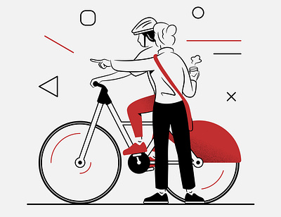 Riding bycicle design flat illustration minimal vector