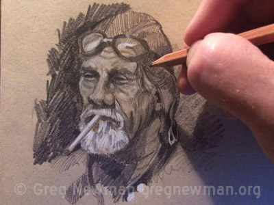 Biker Warmup Sketch charcoal pencil sketch warmup