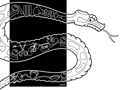Python Illustration black blue cartoon illustration python sketch snake white x ray