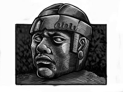 Olmec Head Statue Cartoon Sketch 3 art cartoon cartooning drawing illustration sketch