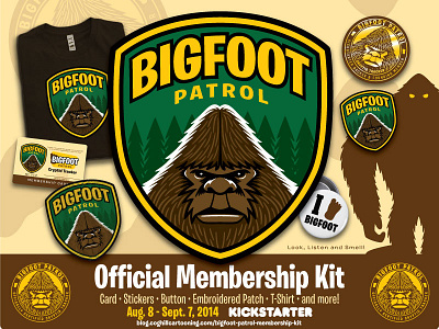 Bigfoot Patrol Kickstarter Header Image Design art bigfoot cartoon cartoon character cartooning character drawing illustration illustrator paranormal patch vector