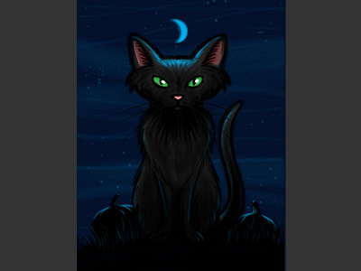 Black Cat Cartoon Character Sketch