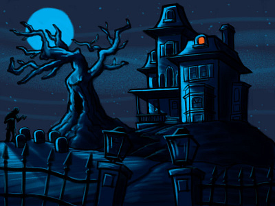 inside haunted house cartoon