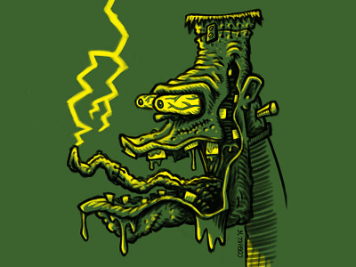 Monster Head Hot Rod Frankenstein Sketch