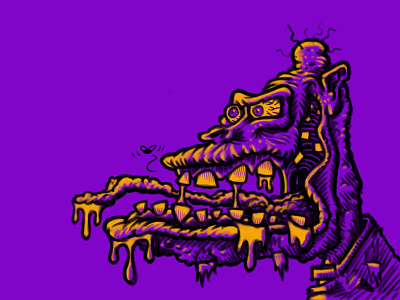 Monster Head Cartoon Zombie Limited Palette Sketch