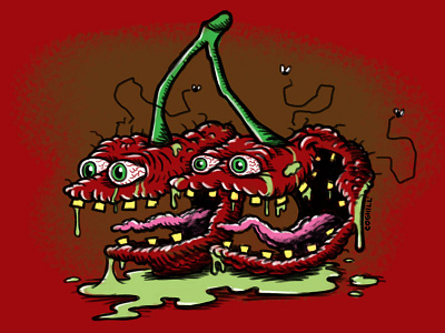 "Scary Cherries" Lowbrow Food Cartoon Characters