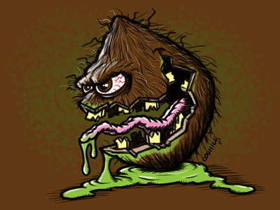 "Contaminated Coconut" Lowbrow Cartoon Character art cartoon character cartooning drawing food illustration lowbrow sketch