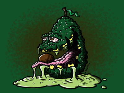 Awful Avocado Cartoon Character Sketch art cartoon character cartooning drawing food fruit illustration lowbrow sketch