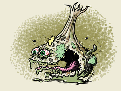 "Gnarly Garlic" Cartoon Character Sketch art cartoon character cartooning drawing food gross illustration lowbrow rotten sketch vegetable