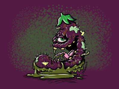 "Expired Eggplant" Cartoon Character Sketch art cartoon character cartooning drawing food gross illustration lowbrow rotten sketch vegetable