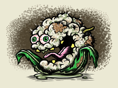 "Caustic Cauliflower" Cartoon Character Sketch art cartoon character cartooning drawing food gross illustration lowbrow rotten sketch vegetable