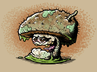 "Mangled Mushroom" Cartoon Character Sketch art cartoon character cartooning drawing food gross illustration lowbrow rotten sketch
