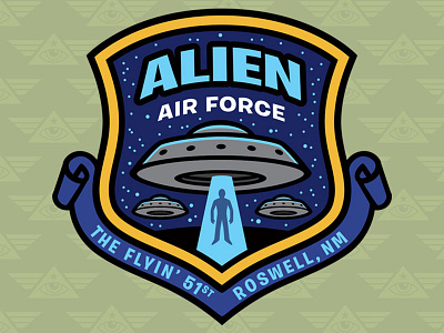"Alien Air Force: Cryptid Command" Embroidered Patch Design alien army art cryptid cryptozoology embroidered patch merchandise military paranormal patch ufo