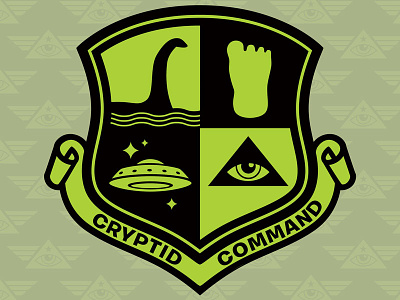 "Cryptid Command" Shield Embroidered Patch Design aliens army bigfoot cryptid cryptozoology embroidered patch merchandise military nessie paranormal patch ufo