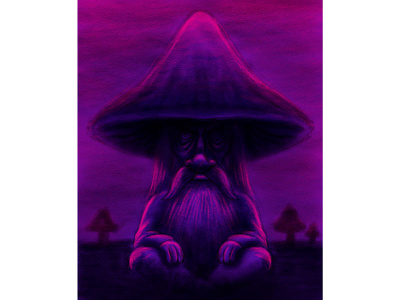 Mr. Mushroom Man beard drawing limited palette mushroom psychedelic sketch